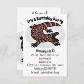 Hungriges Goldmonster-Eidechsen-Cartoon Einladung (Vorne/Hinten)