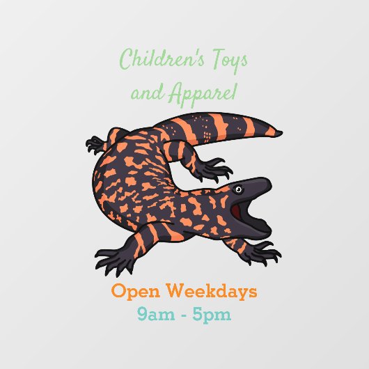 Hungriges Goldmonster-Eidechsen-Cartoon Fensteraufkleber (Blatt)