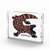 Hungriges Goldmonster-Eidechsen-Cartoon Fotoblock (Rechts)