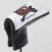 Hungriges Goldmonster-Eidechsen-Cartoon Golf Headcover (3/4 Vorderseite)