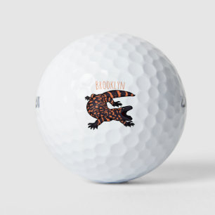 Hungriges Goldmonster-Eidechsen-Cartoon Golfball
