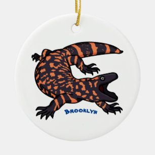 Hungriges Goldmonster-Eidechsen-Cartoon Keramik Ornament
