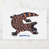 Hungriges Goldmonster-Eidechsen-Cartoon Lebensmitteletikett (Einzelnes Label)