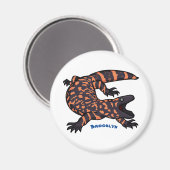 Hungriges Goldmonster-Eidechsen-Cartoon Magnet (Vorderseite/Rückseite)