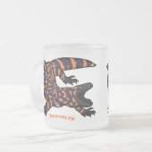 Hungriges Goldmonster-Eidechsen-Cartoon Mattglastasse (Vorderseite Links)