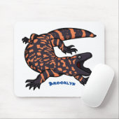 Hungriges Goldmonster-Eidechsen-Cartoon Mousepad (Mit Mouse)