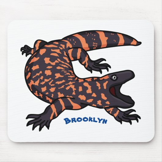 Hungriges Goldmonster-Eidechsen-Cartoon Mousepad (Vorne)