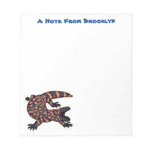 Hungriges Goldmonster-Eidechsen-Cartoon Notizblock