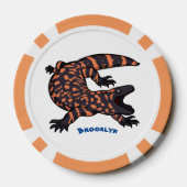 Hungriges Goldmonster-Eidechsen-Cartoon Pokerchips (Rückseite)