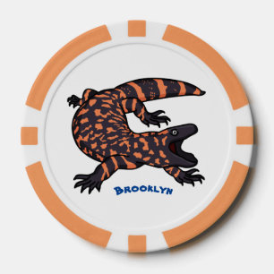 Hungriges Goldmonster-Eidechsen-Cartoon Pokerchips