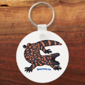 Hungriges Goldmonster-Eidechsen-Cartoon Schlüsselanhänger (Vorderseite)