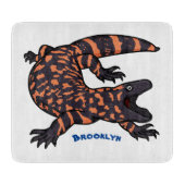 Hungriges Goldmonster-Eidechsen-Cartoon Schneidebrett (Vorderseite)