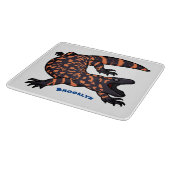 Hungriges Goldmonster-Eidechsen-Cartoon Schneidebrett (Ecke)