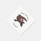 Hungriges Goldmonster-Eidechsen-Cartoon Serviette (Ecke)