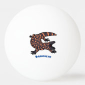 Hungriges Goldmonster-Eidechsen-Cartoon Tischtennisball (Rückseite)