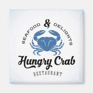 Hungriges Krabben-Restaurant-Plakat Magnet