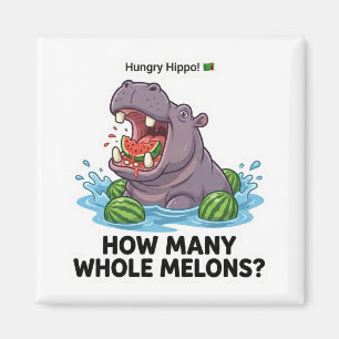 Hungriges Nilpferd Wassermelone Magnet