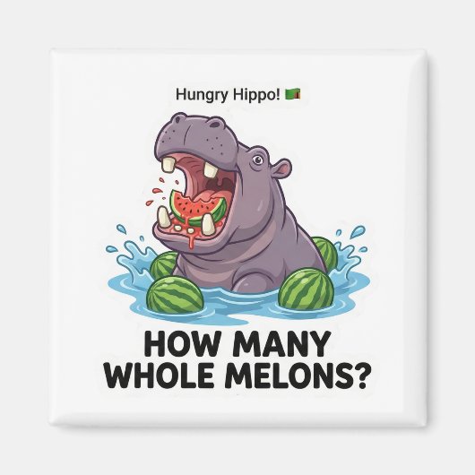 Hungriges Nilpferd Wassermelone Magnet (Vorne)