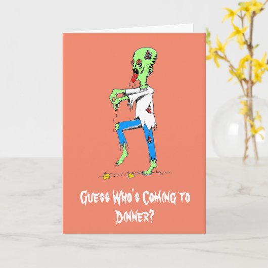 Hungriges Zombie Halloween Karte (Gelbe Blume)