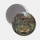 Hungrio Lion von Henri Rousseau, Vintages Wildtier Magnet (Vorderseite/Rückseite)