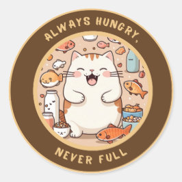 Hungry Cat Sticker - Kawaii Spaß Design