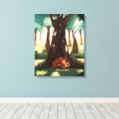 Hungry City Fox Schlafen unter einem Baum Leinwanddruck (Insitu (Holzboden))