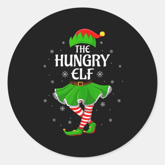 Hungry Elf Christmas Family Girls Women Elf Squad Runder Aufkleber (Vorderseite)