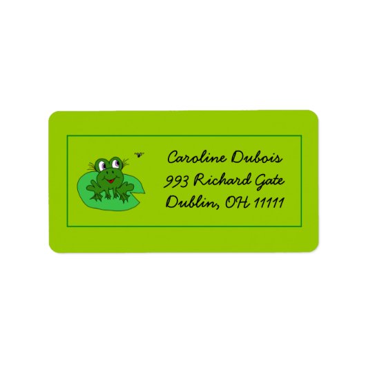 Hungry Girl Frog mit Fly Green Custom Address Labr Adressaufkleber (Vorne)