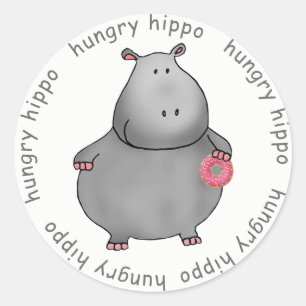 Hungry Hippo Runder Aufkleber