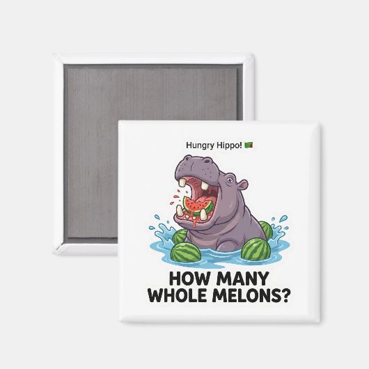 Hungry Hippo Watermelon Magnet (Vorderseite/Rückseite)