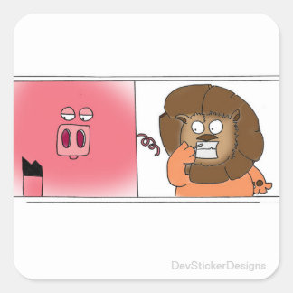 Hungry Lion Quadratischer Aufkleber