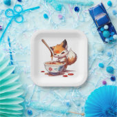 Hungry Little Fox Gewartet für japanisches Ramen Pappteller (Party)