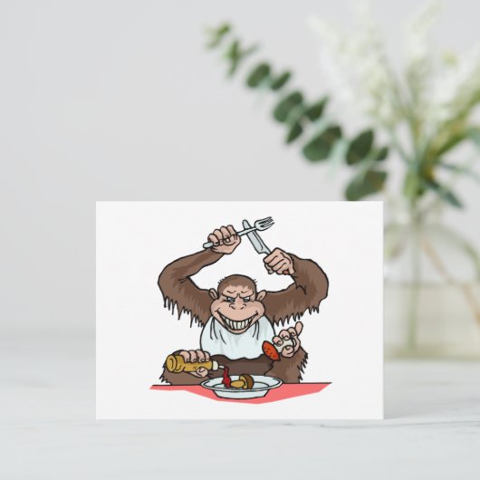 Hungry Monkey Postkarte (Stehend Vorderseite)