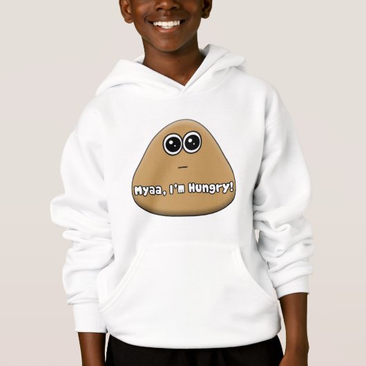 Hungry Pou Logo mit Text - Kids Hoodie (Vorderseite)