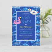 Hungry Shark Pool Party  Einladung (Stehend Vorderseite)