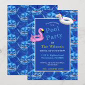 Hungry Shark Pool Party  Einladung (Vorne/Hinten)