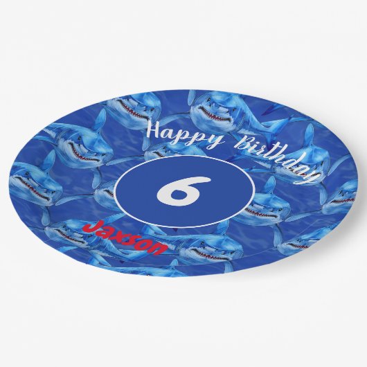 Hungry Sharks  Pappteller (Schrägansicht)