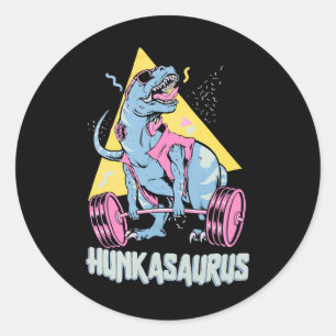 Hunkasaurus T Rex Dinosaur Lustiges Fitnessstudio  Runder Aufkleber