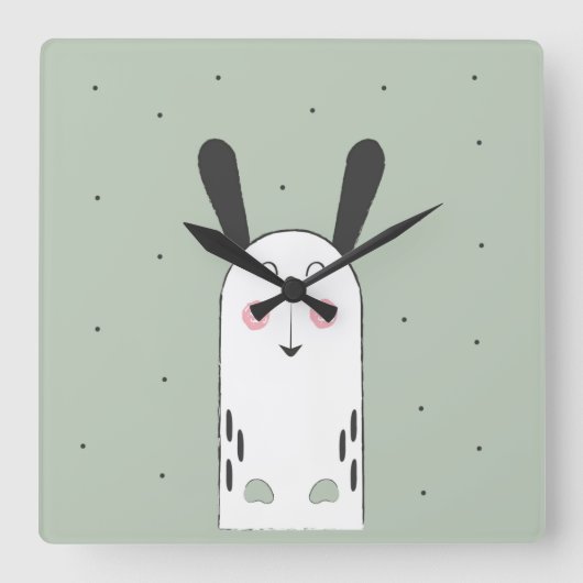 Hunny Cartoon Kids Baby Room Clock Quadratische Wanduhr (Vorderseite)