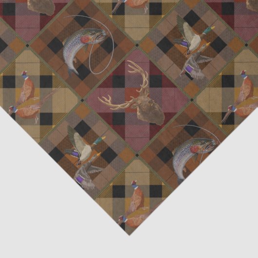 Hunt Club Kariert mit Wildlife Game Seidenpapier (Detail)