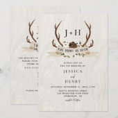 Hunt is Over Rustic Antlers QR Code Wedding  Einladung (Vorne/Hinten)