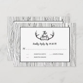 "Hunt is over" Rustic Wood Antler Wedding RSVP Einladung (Vorne/Hinten)