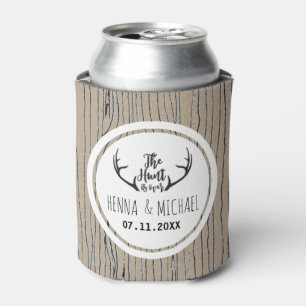 "Hunt is Over" Rustikale Antler Barnwood-Hochzeit Dosenkühler