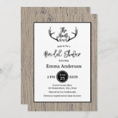 "Hunt is Over" Rustikale Antler Barnwood-Hochzeit Einladung (Vorne/Hinten)
