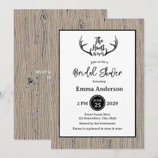"Hunt is Over" Rustikale Antler Barnwood-Hochzeit Einladung