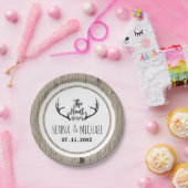 "Hunt is Over" Rustikale Antler Barnwood-Hochzeit Pappteller (Party)