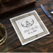 "Hunt is Over" Rustikale Antler Barnwood-Hochzeit Serviette
