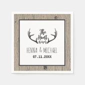 "Hunt is Over" Rustikale Antler Barnwood-Hochzeit Serviette (Vorderseite)