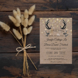 "Hunt is Over" Rustikale Antler Strings Light Wedd Einladung