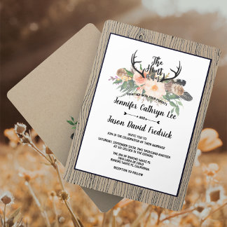 "Hunt is Over" Rustikale Boho Blumenhochzeit Einladung